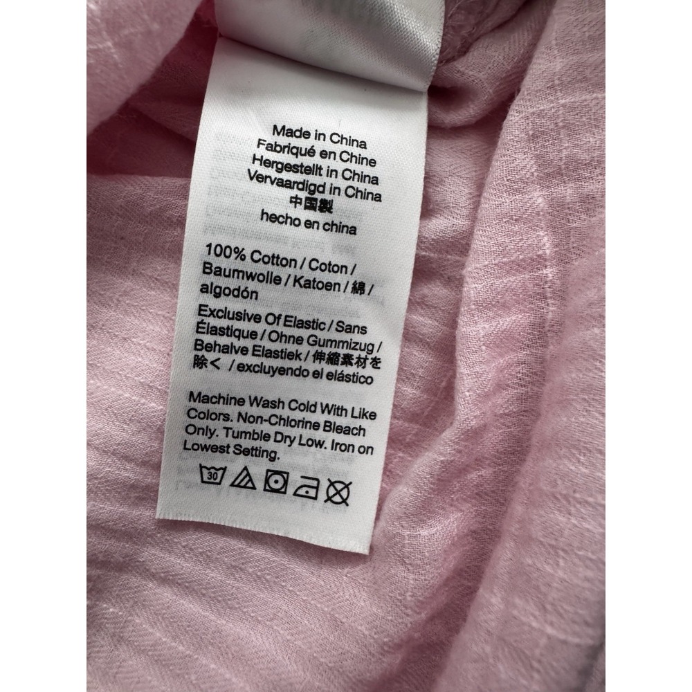 J. Crew Blouse 1/2 Button Popover Pink Ruffle Smocked Crinkle Gauze Size Medium - Picture 14 of 14